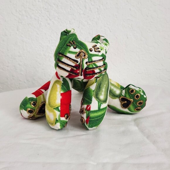 Handmade Cat Plush Pin Cushion Stuffed Animal Beanie Bean Bag Glitter Glue Decor - Picture 2 of 12